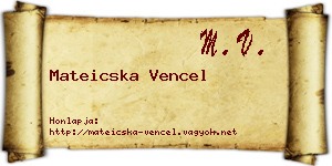 Mateicska Vencel névjegykártya